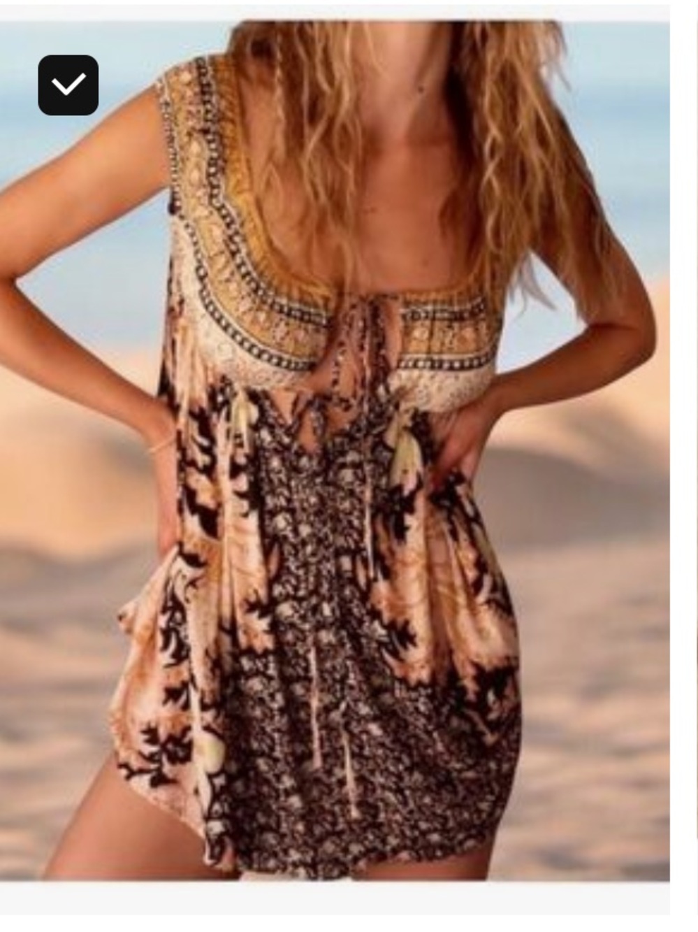 FREE PEOPLE BALI MARIPOSA SLEEVELESS FLORAL TUNIC SMALL
